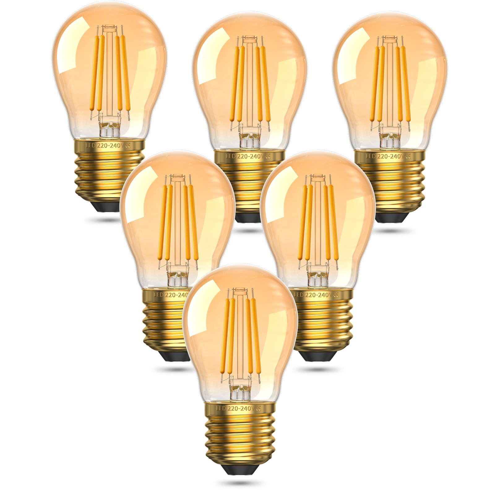 Luxvista 4W Vintage Edison Amber & Warm White G45 E27 Golf Ball LED Bulbs - 35W Equivalent, Non-dimmable (6-Pack)
