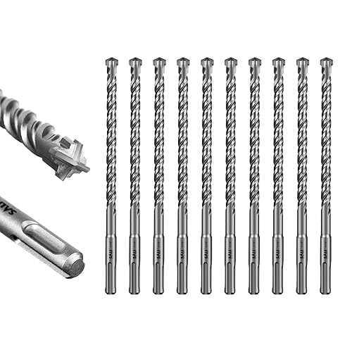 Miniatura 8 de SALI SDS Plus - Broca de martillo rotativo, 10 unidades, kit de brocas para hormigón de 7/16 x 12 pulgadas, material de carburo de doble rosca de
