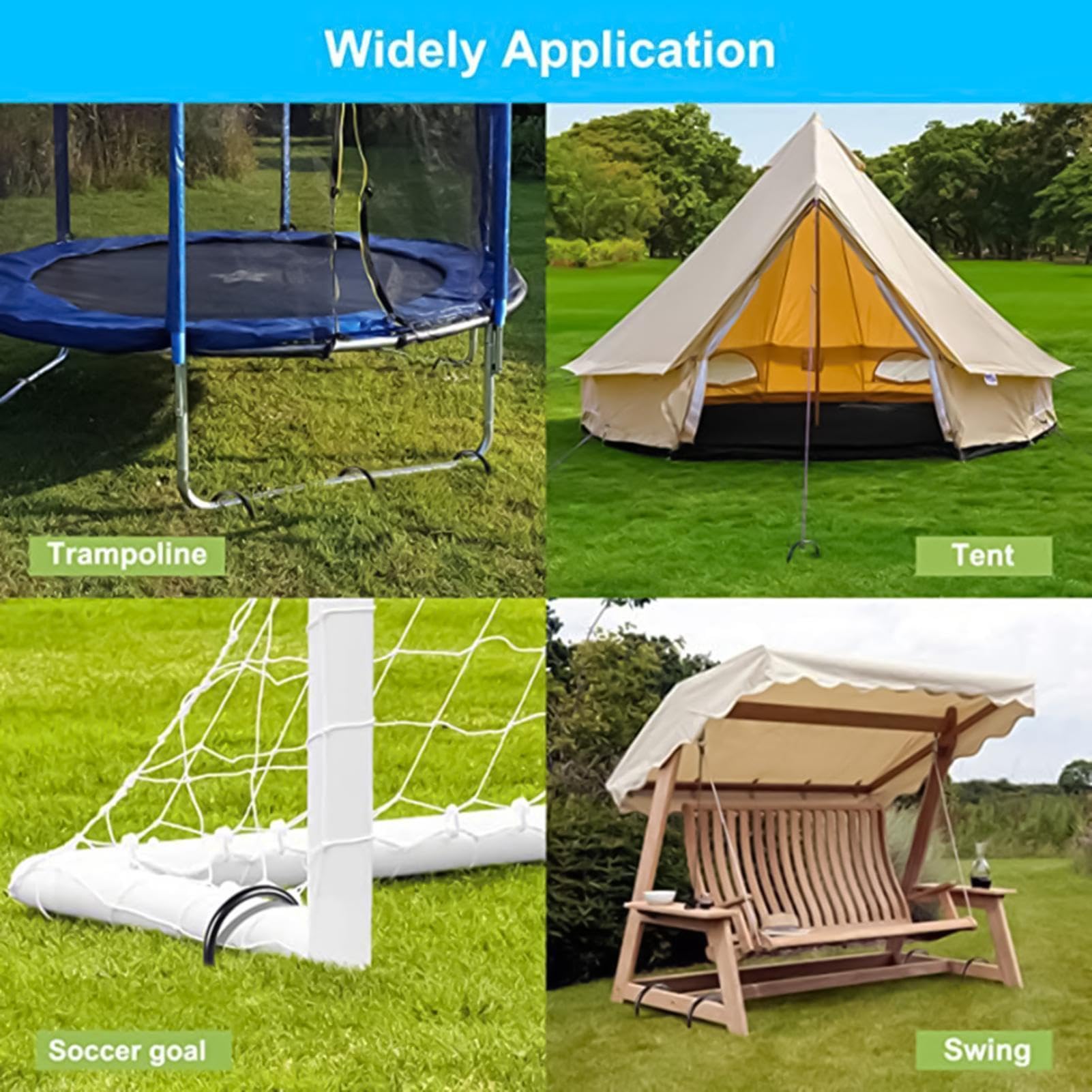 Set di 8 picchetti per trampolino, chiodi fissi per tettoie, ganci a U, antiruggine, accessori per tenda da campeggio