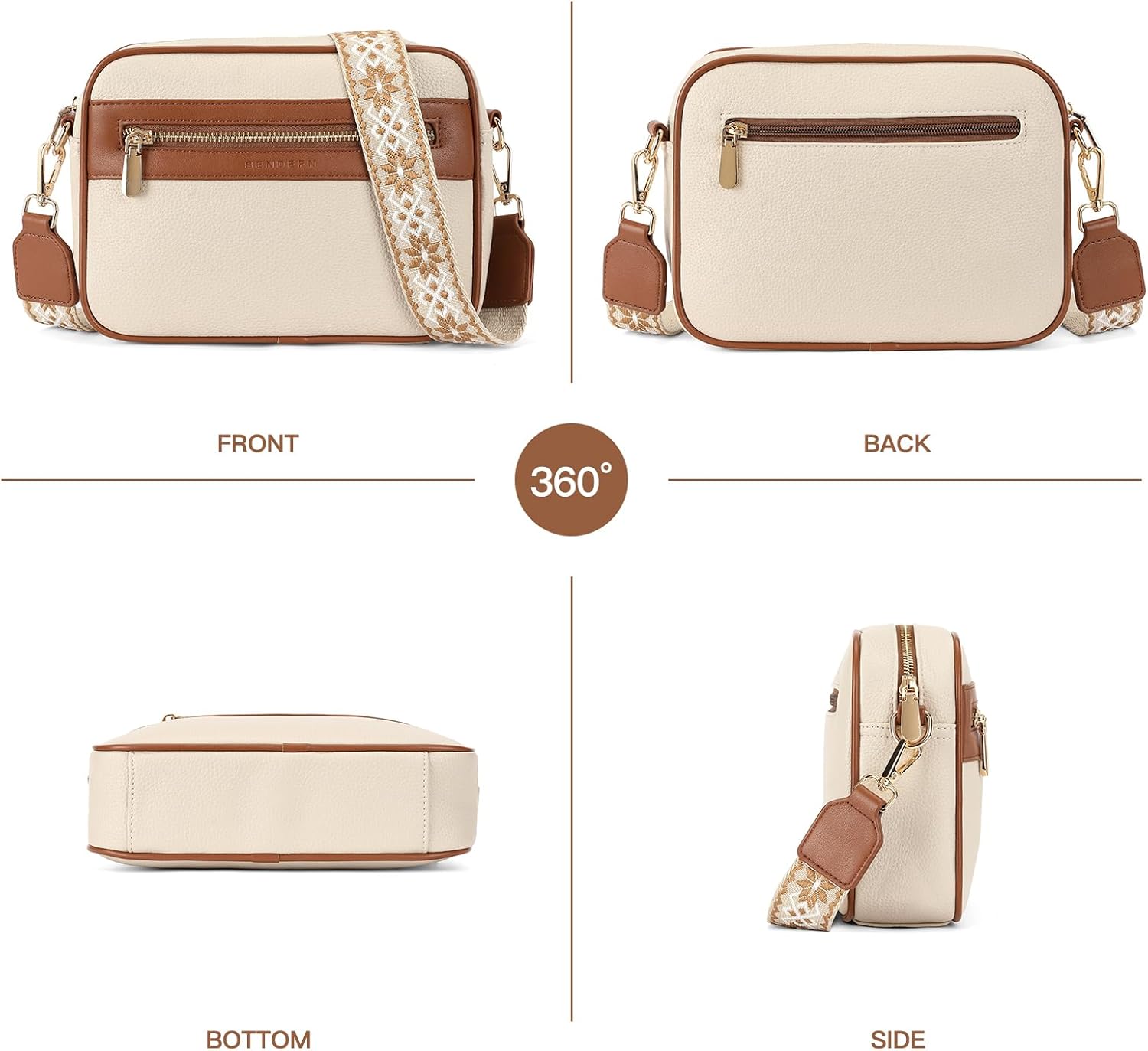 SENDEFN Crossbody Bags for Women Vegan Leather Purses Small Shoulder Handbags with Wide Strap