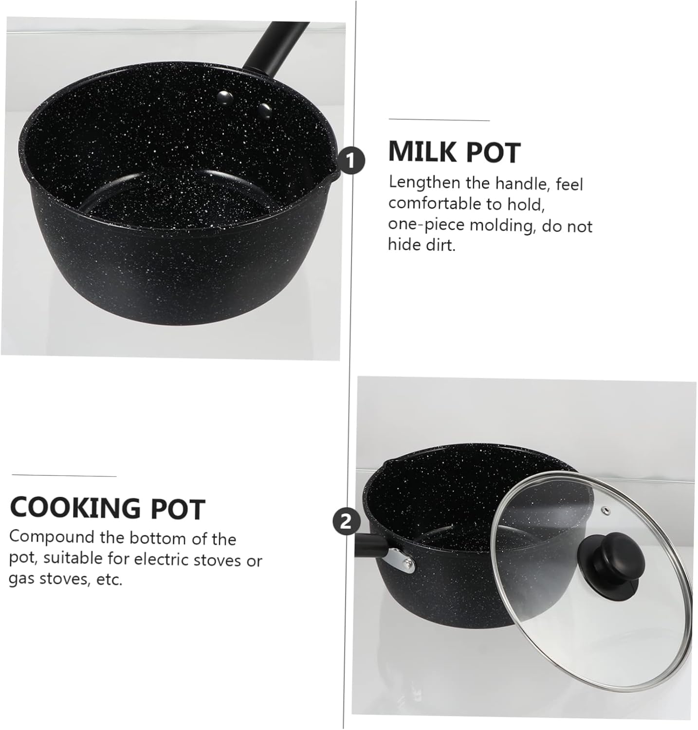 Practical Nonstick Milk Cooking Pot Lid Enamel Saucepan for Easy Pouring for Sauces Gravies and Noodles Healthy and Comfortable Handle Design