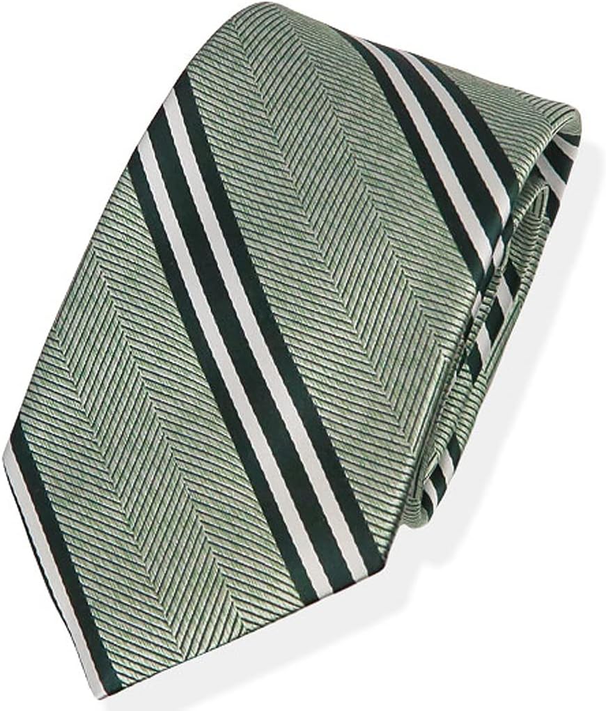 [フェアファクス] FAS-1560 ●杢調グラスグリーン地にダークグリーン×オフホワイトのストライプネクタイ (レジメンタルネクタ