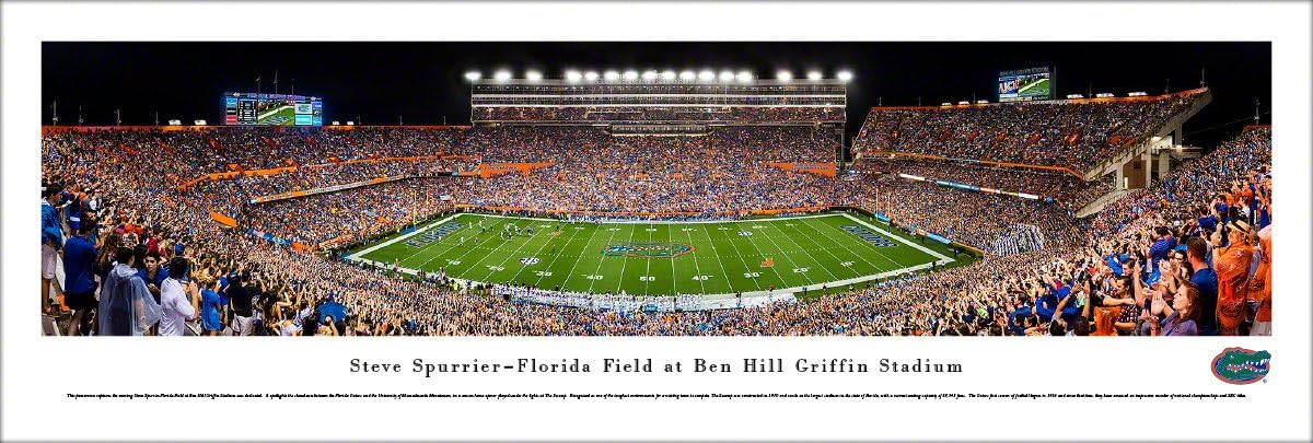 Blakeway Worldwide Panoramas, Inc. Florida Gators Football, Night Game - Panoramic Poster or Framed Picture