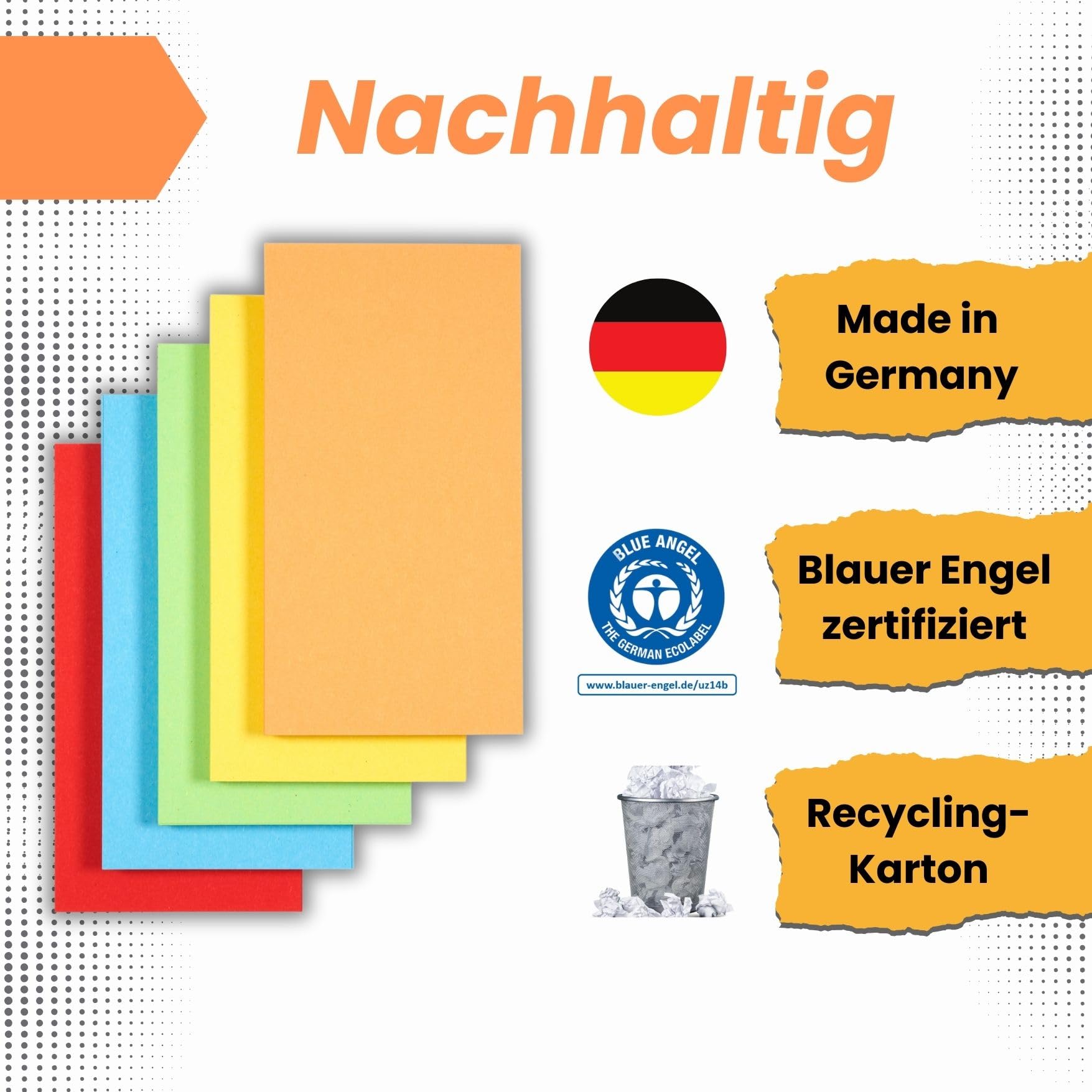 250 Cartes De Présentation Perfect Line - Couleurs Intenses, Carton Recyclé, Fabriquées En Allemagne