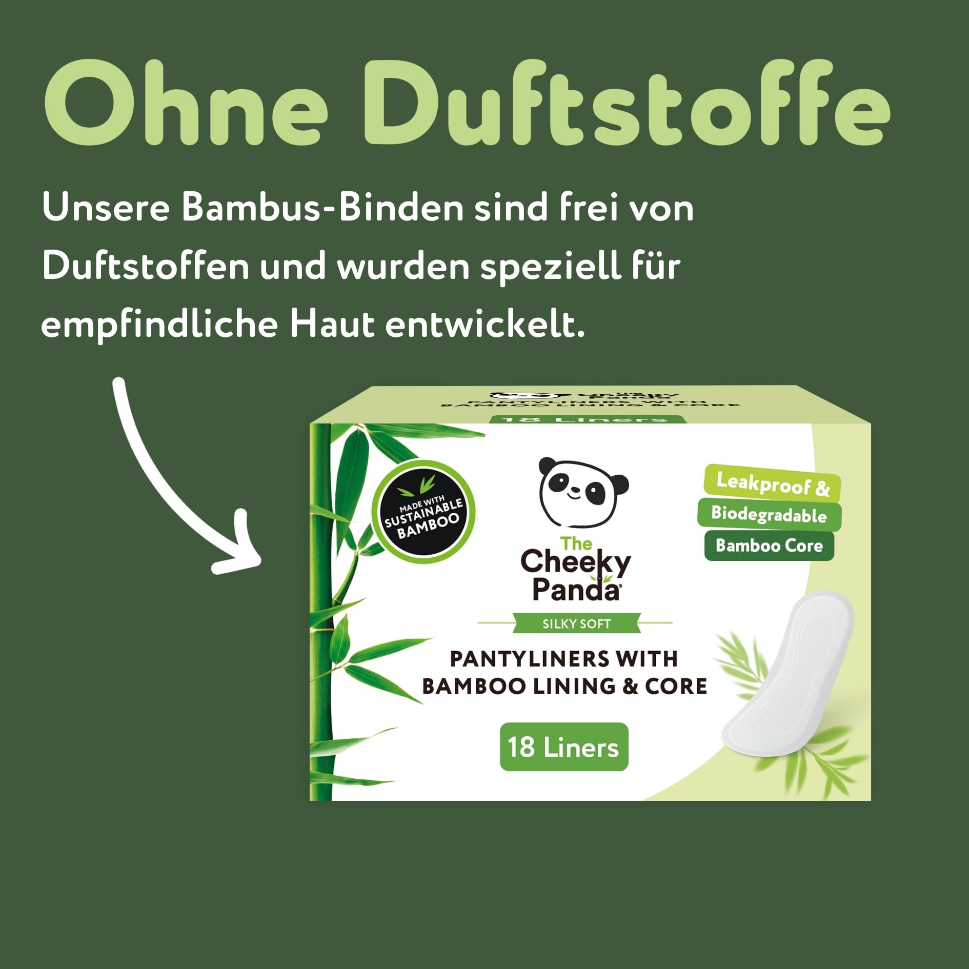 The Cheeky Panda Wkładki higieniczne damskie z bambusa – 18 sztuk