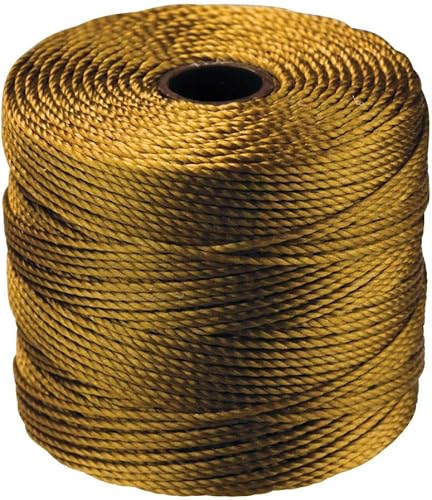 The Beadsmith S-Lon #18 Cordón  Color dorado  Tarjeta de 77 yardas  Ideal para atar cuentas de ganchillo y joyas de micro macramé  Compatible con