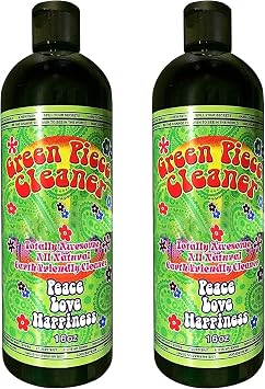 Green Piece Glass Cleaner 2 Bottles Made in USA - All Natural Earth Friendly Multi-purpose Cleaner for Metal, Ceramic, Water Pipe 16 oz