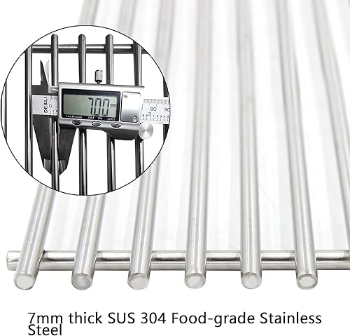 Miniatura 6 de Hongso Rejillas de acero inoxidable SUS304 de 17.5 pulgadas 7638 7639 para Weber Spirit I y II 300 Series E y S 310 320 330 SP320 Spirit 700, Spirit