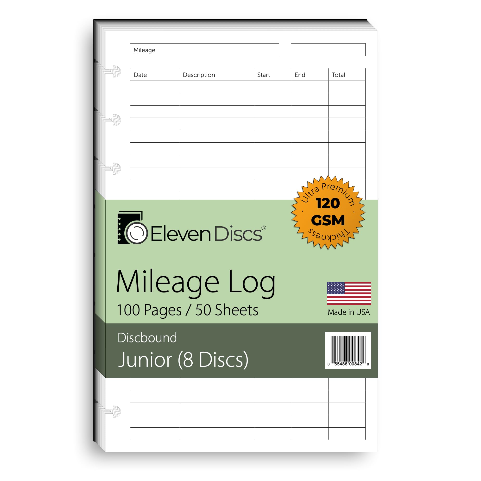 Mileage Log Discbound 32lb Heavyweight Junior Notebook Paper Refills Punched for Circa, Arc, TUL โ image 1
