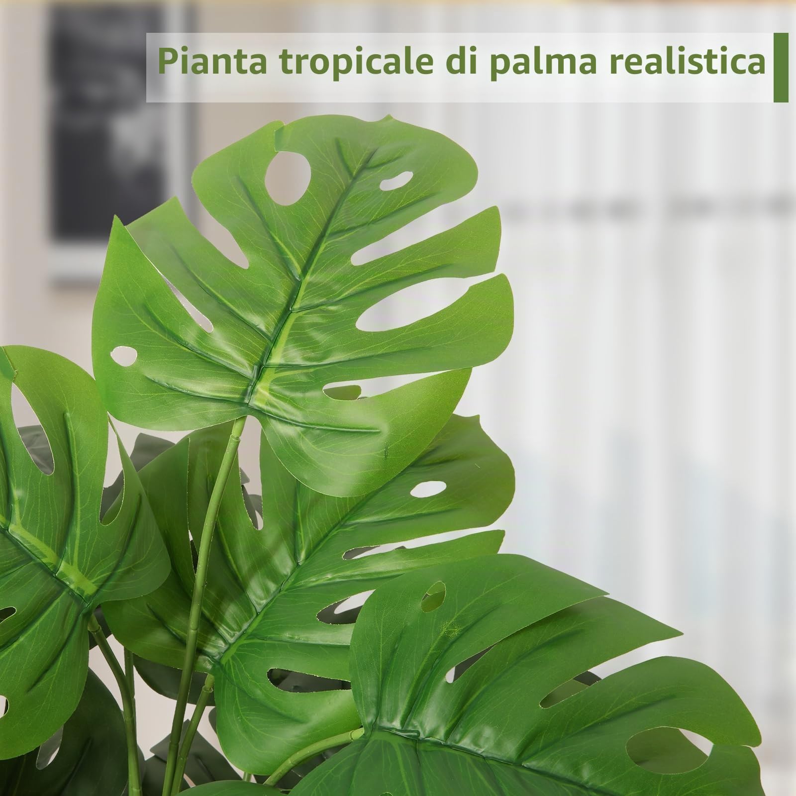 Piante artificiali da 71,1 cm, palma tropicale, albero di Monstera finto in vaso, pianta finta per esterni, interni, casa, giardino, ufficio, decorazione
