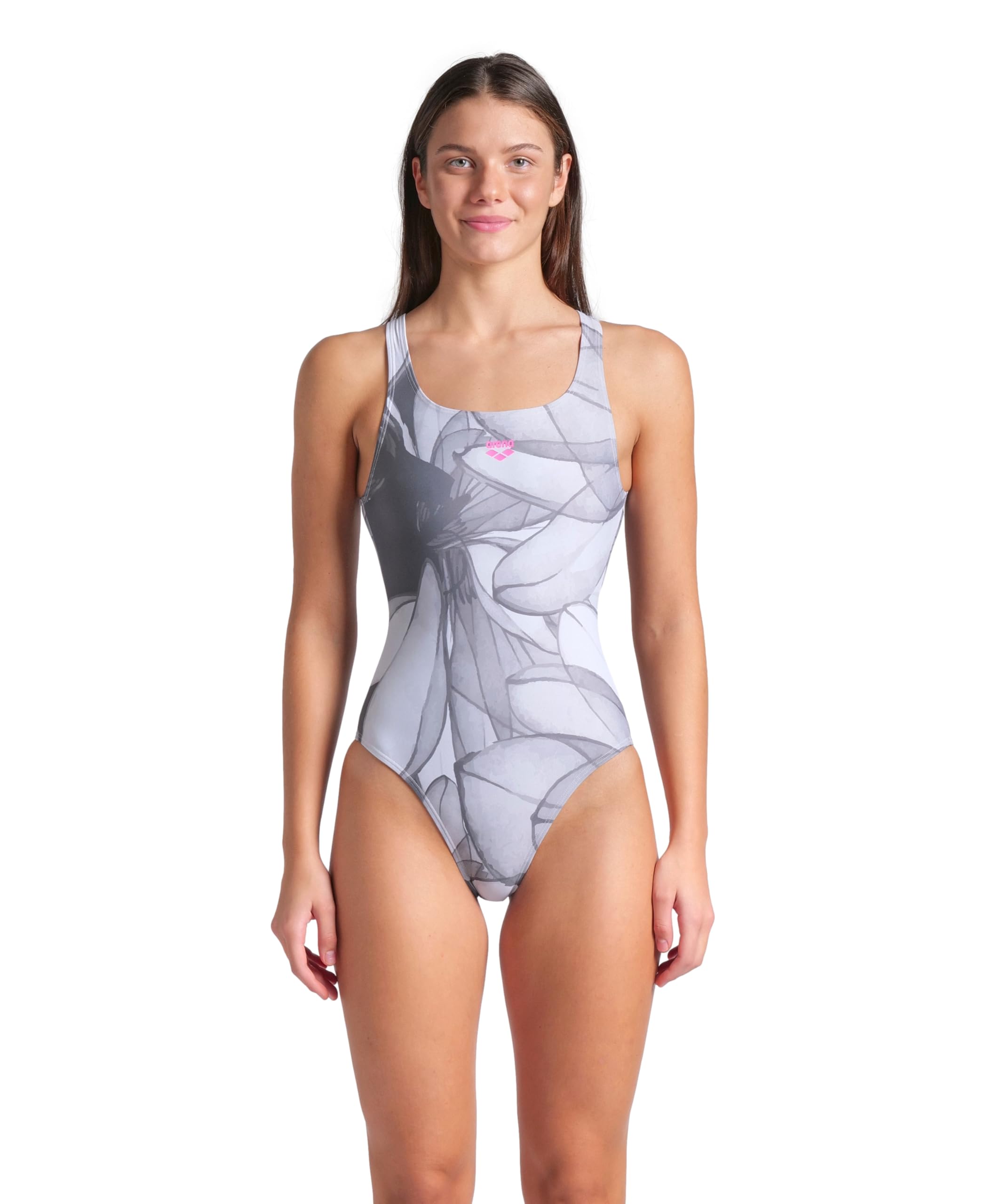 Arena Arena Women's Feel Line Seabed O Back Stretchy One Piece Athletic Swimsuit One Piece Swimsuit Women, Black, multicolor, 34