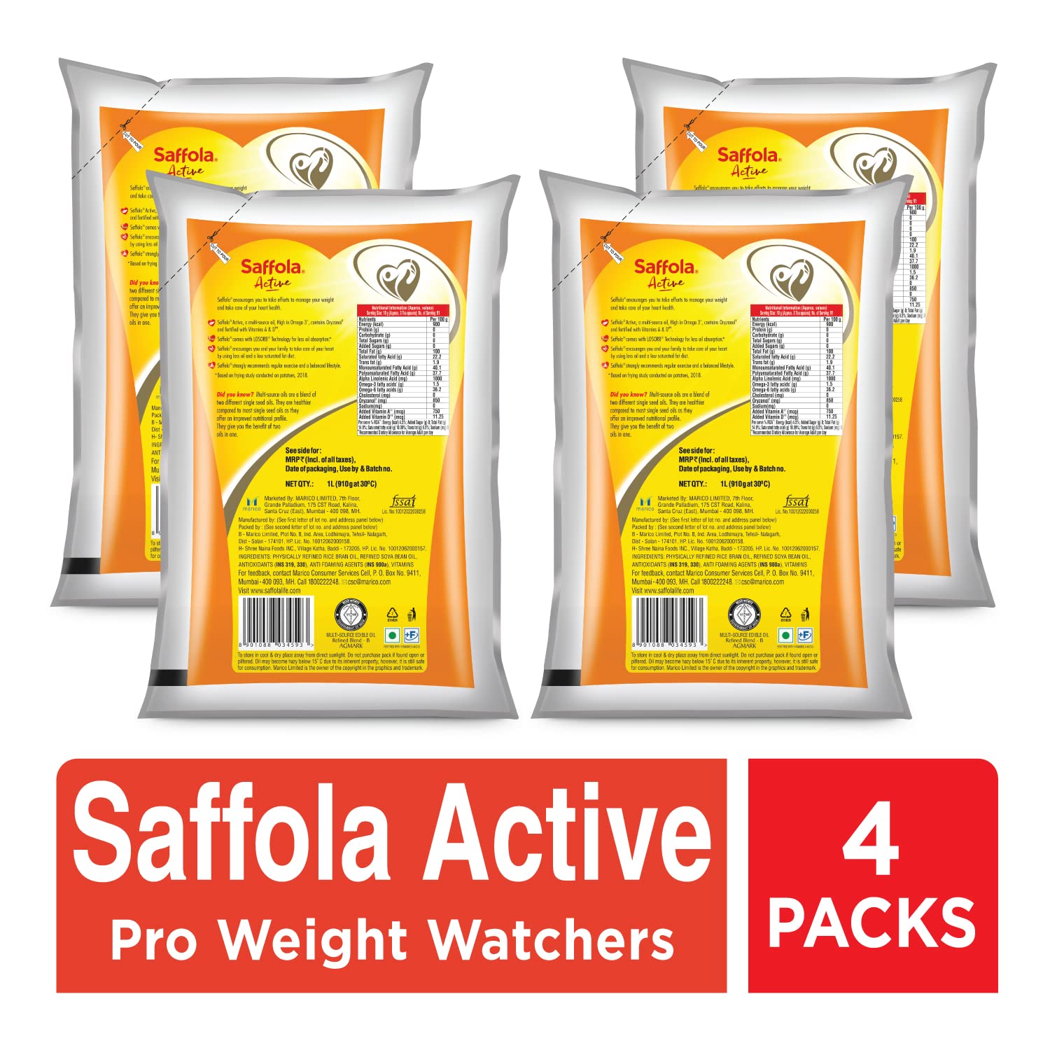 Saffola Active Refined Cooking oil Blend of Rice Bran & SoyaBean oil