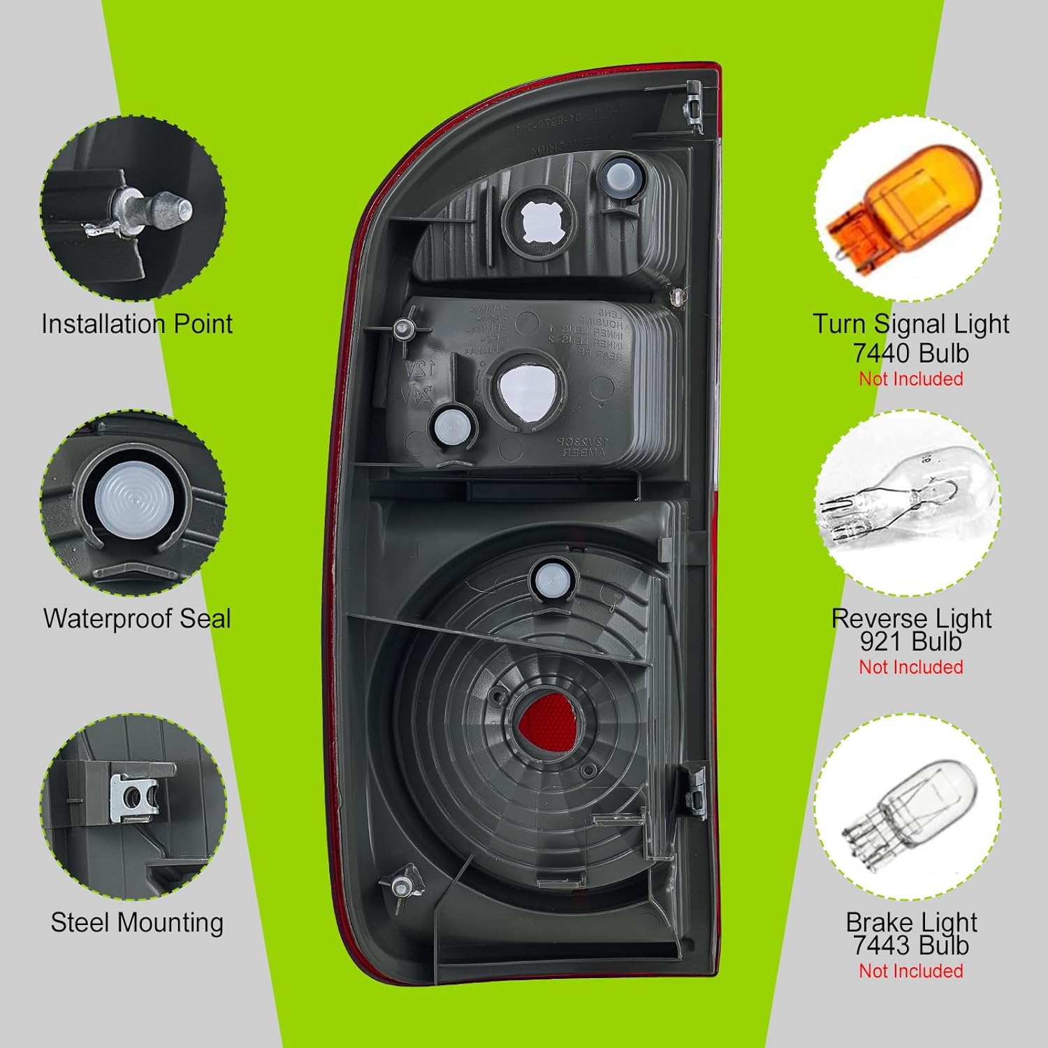 Tail Light for 2004-2006 Toyota Tundra Limited SR5 Double Cab w/Standard Bed [TO2801153 815500C040 ] tail lamp Assembly Replacement Right Passenger Side RH