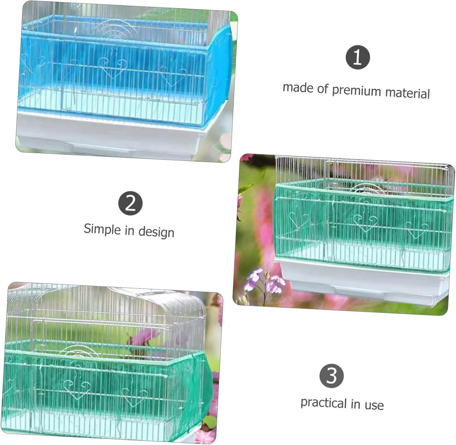 2pcs Birdcage Cover Breathable Mesh Bird Cage Skirt for Easy Cleaning Dust and Air Circulation for Large Parrots Birds