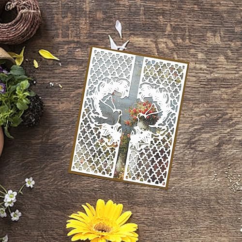 Miniatura 9 de Hying Troqueles de corte de marco de flores y hojas para hacer tarjetas, marco rectangular troquelado, cuadrícula hueca a cuadros, plantillas en