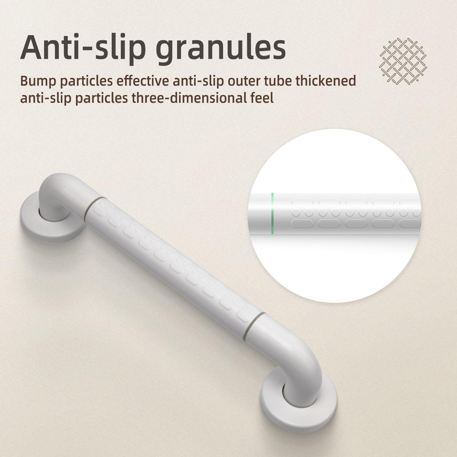 Barres d'appui Salle de Bain Avec Poignée Antidérapante et Cercles de Sécurité Lumineux,WC,Douche,Porte-serviettes,Aide-escalier Seniors et Enfants 60cm