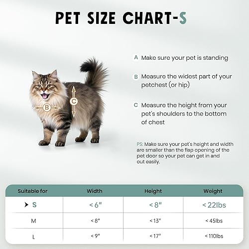 Miniatura 6 de Puerta interior de puerta para gatos, 3 solapas de aluminio blanco, para puerta exterior, puerta pequeña, gato, perro, perrito, puerta resistente,