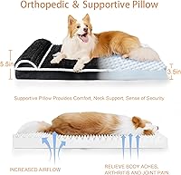Vista 6 de Orthopedic Dog Bed Large Sized Dog with Pillow 36''X24'', Waterproof Soft Comfortable Egg Crate Foam Pet Crate Beds Mat with Removable Washable