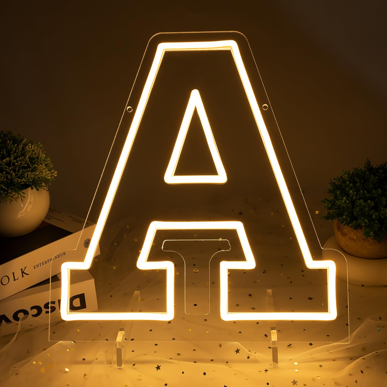 Light Up Letters A, Led Marquee Letter Lights Neon Sign, 13.9" Height Decorative Lighted Alphabet Number, Battery/USB Powered Led Letters Lights for Wedding, Birthday, Party, Christmas or Home Decor