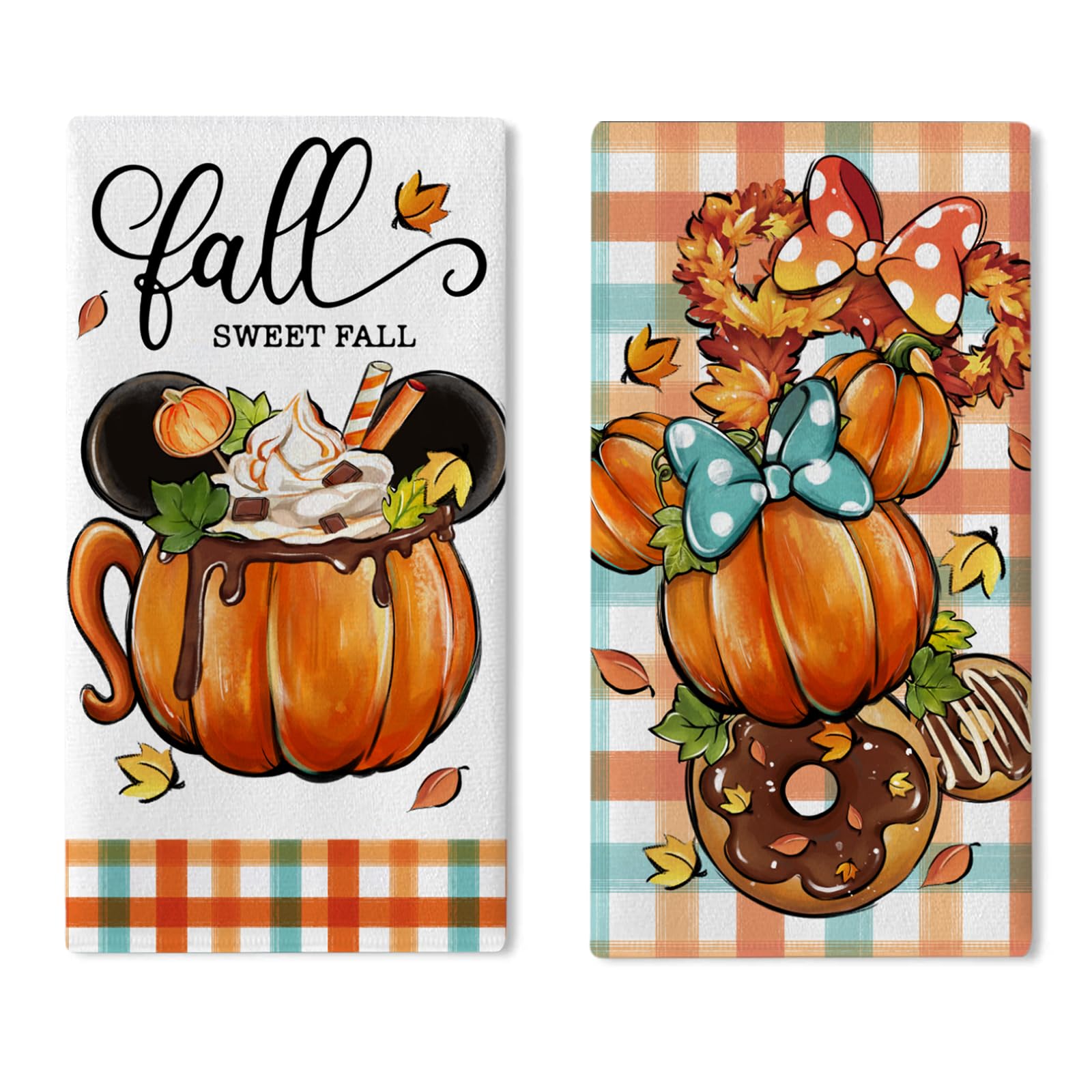 Herbst-Küchentücher Set – Dankesdeko Mit Kürbis & Maus, Saugfähig & Dekorativ