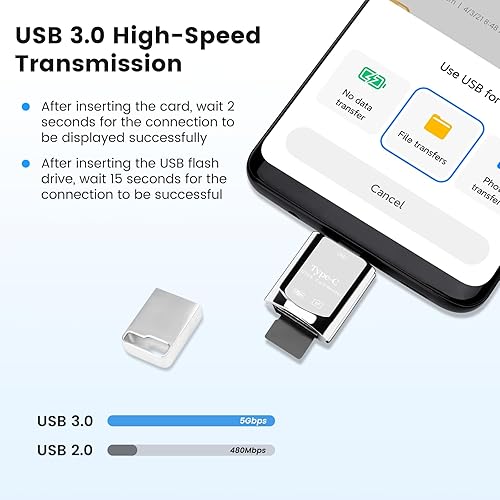 Miniatura 14 de USB C Micro SD Card Reader (Pack of 2 Pcs), BorlterClamp Type C OTG TF Memory Card Reader Compatible with Laptop, MacBook, Tablet, Smartphone