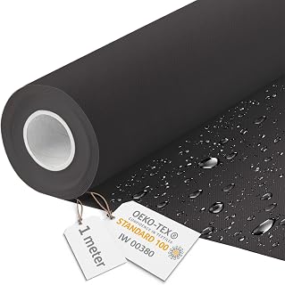 DreamRoots Tela impermeable por metros 600D 220g/m - Tela para tapizar sillas, cojines, sofas - Lona impermeable exterior 160 cm ancho Black 1M
