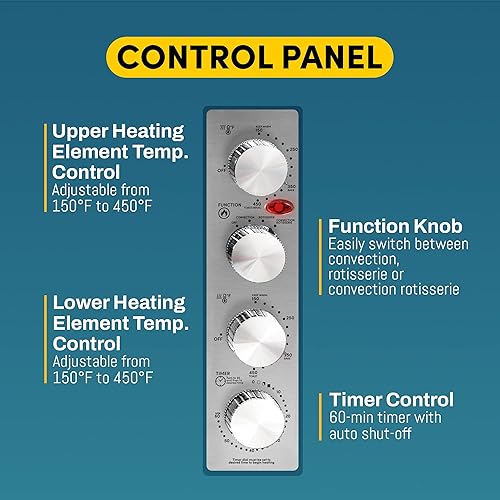 Miniatura 6 de Elite Gourmet ERO-2008S Elite Cuisine - Horno tostador de 6 rebanadas con asador y asador y parrilla de 6 rebanadas de capacidad negra de 23 L para