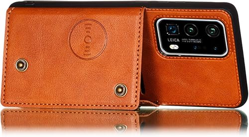 Miniatura 2 de Elubugod Funda para Huawei P40 Pro, con ranura para tarjeta para Huawei P40 Pro ELS-NX9 ELS-N04 ELS-AN00 ELS-TN00 Funda marrón