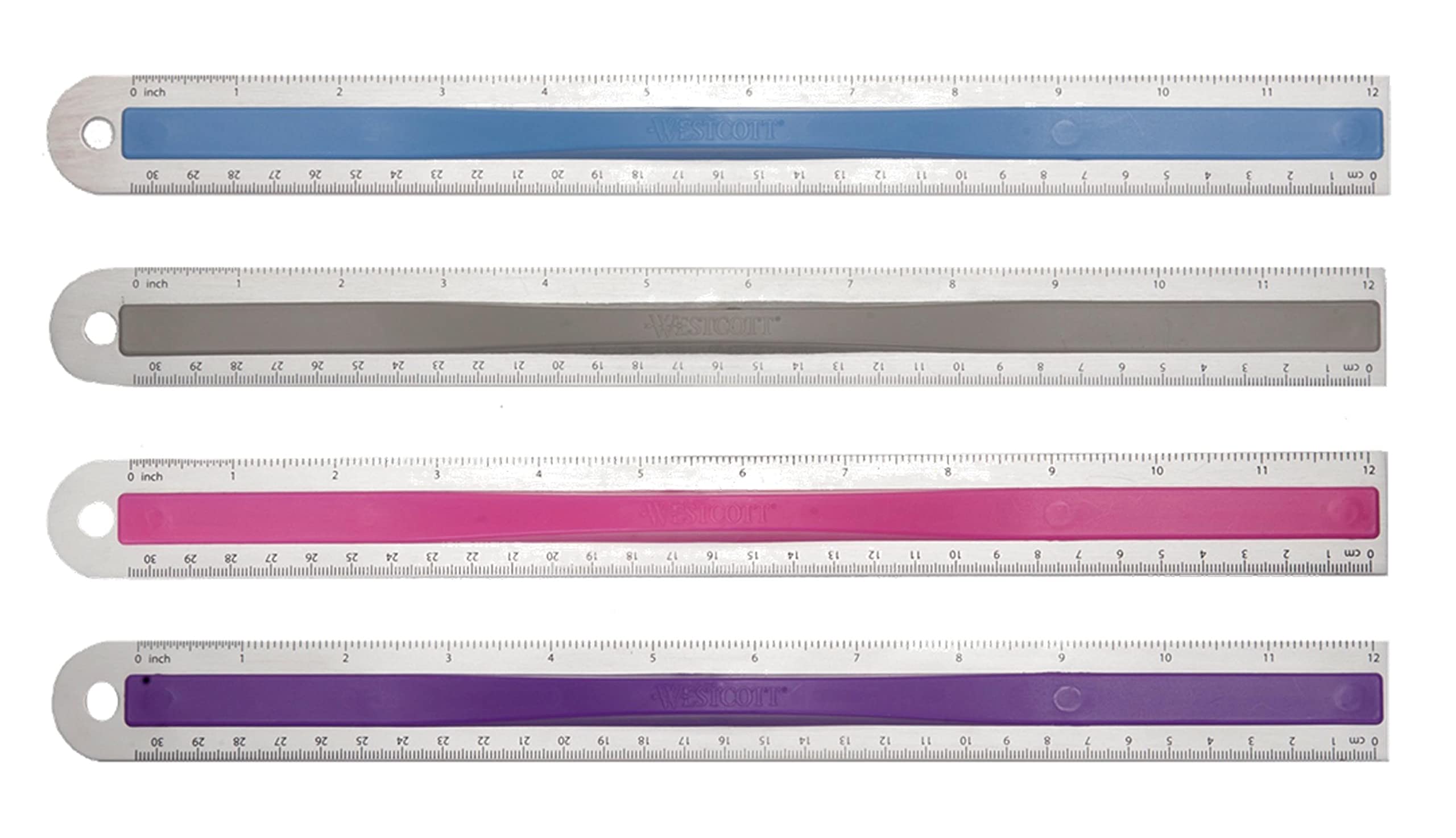 Westcott Plastic Ruler with Rubber Finger Grip, 12-Inch, Assorted Translucent (15501) - Image 6