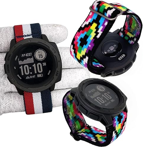 Miniatura 6 de Abanen Correa elástica de reloj de 0.866 in para Garmin InstinctInstinct 2 Solar, correa de nailon elástico suave y ultraligera para Garmin Instinct