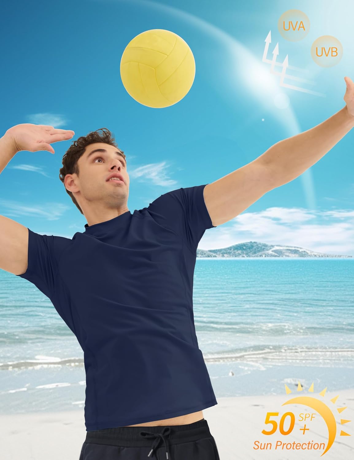 MAGCOMSEN Men's Rash Guard Swim Shirts UPF 50+ Sun Protection Quick Dry Fishing Water Shirts - Image 2