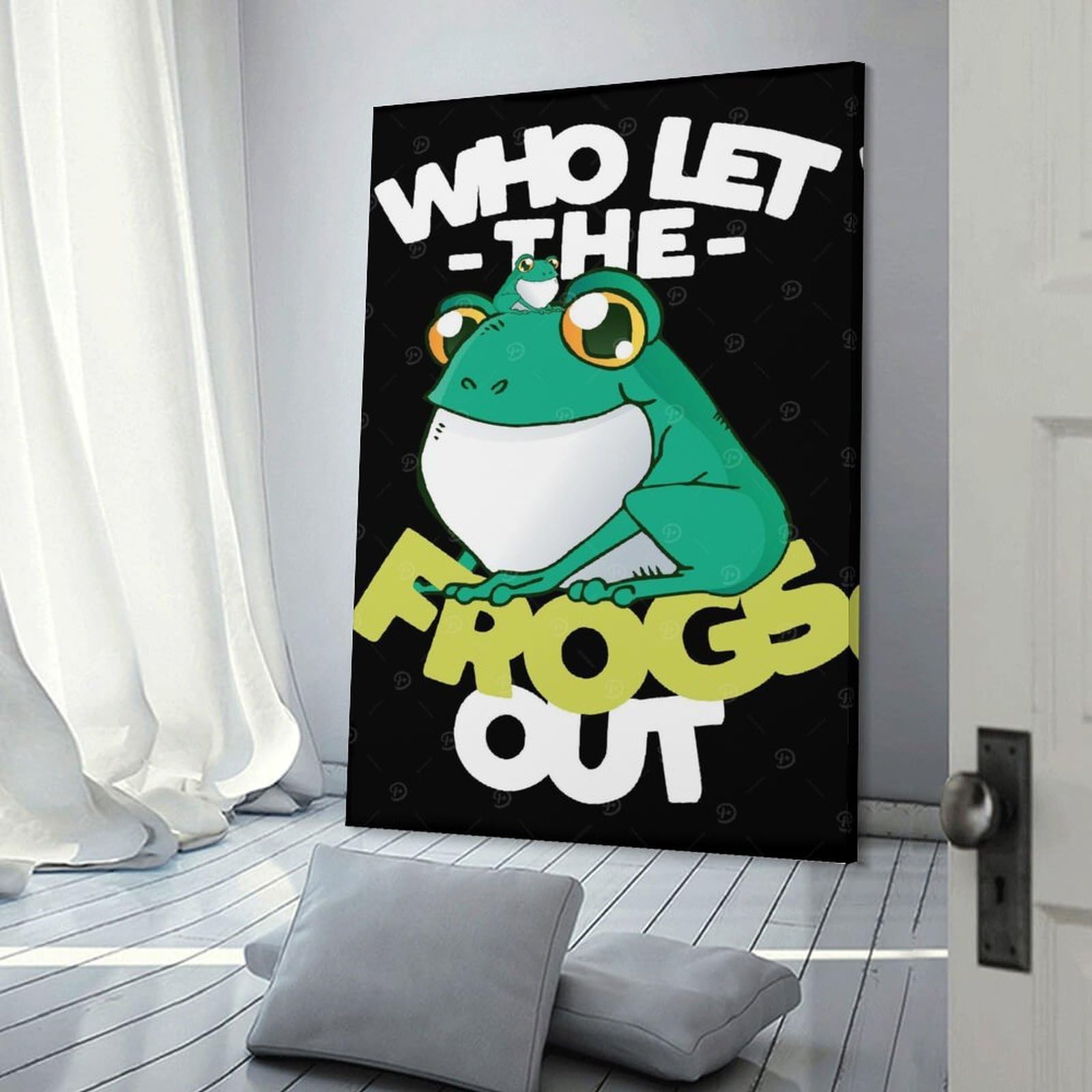 Junmoney Frog Wall Art Print, 24x36inch(60x90cm), for Lounge Decor, Bedroom Walls Or Flats, Decorative Artwork for Empty Walls