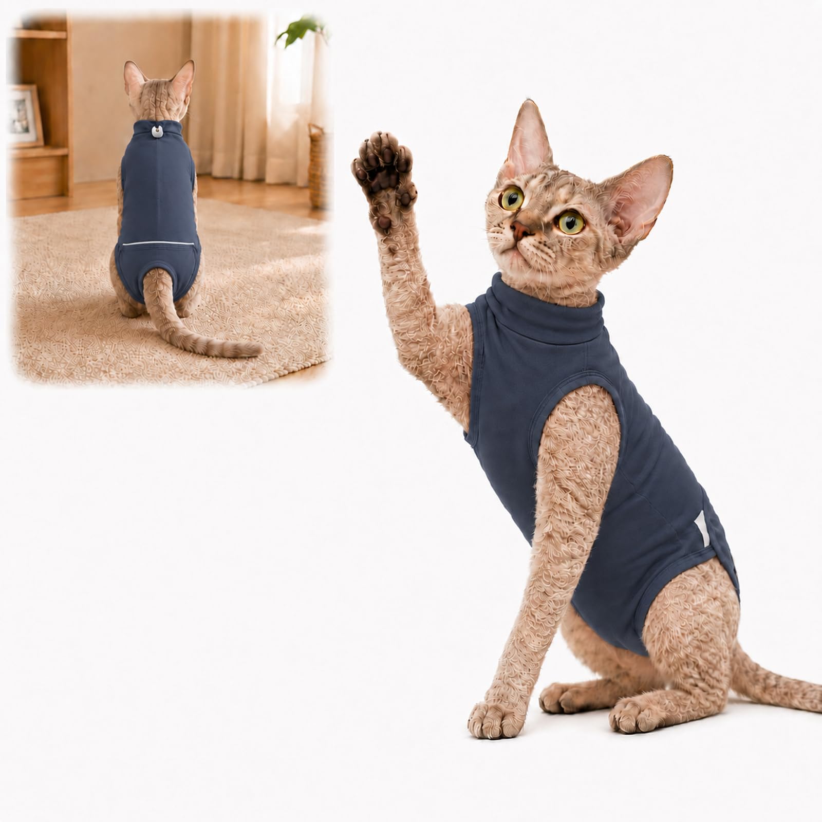 Cat Recovery Suit For Post Surgery Protection - Breathable Stretchy Onesie With Snap Opening, Comfortable E Collar For Male And Female Cats, Helps Licking And Scratching, Full