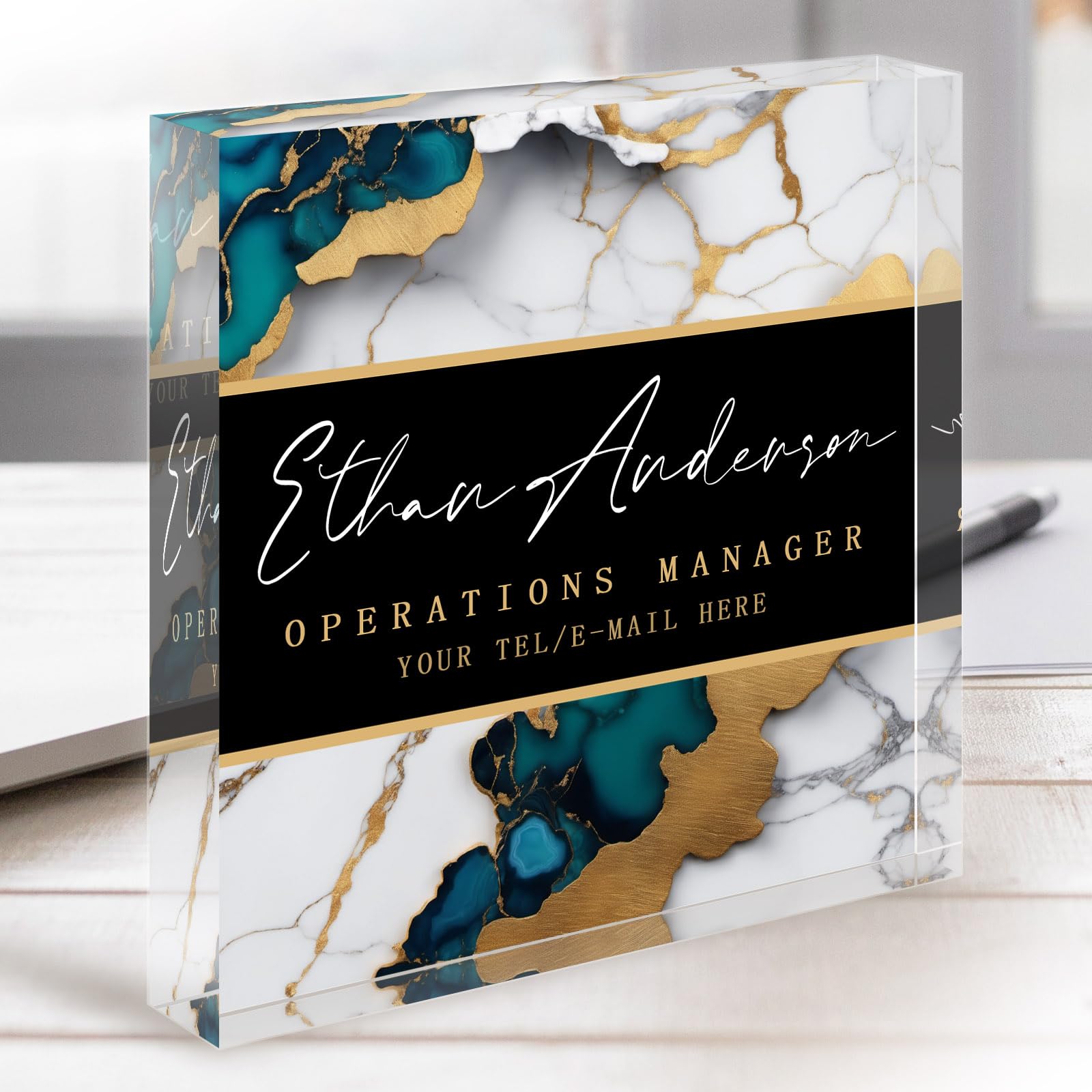 Custom Desk Name Plate Personalized - Personalized Acrylic Name Plates for Desk - Employee Appreciation Gifts for Coworkers, Boss, Teacher, Social