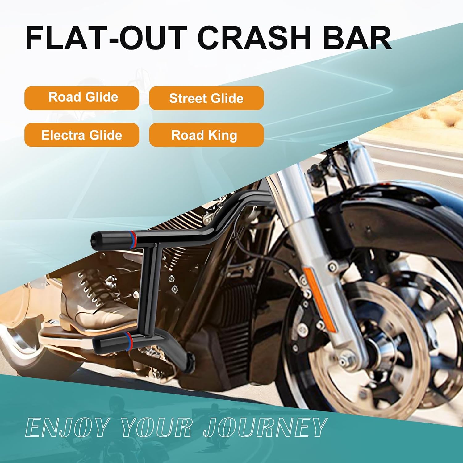 Motorcycle Crash Bar Saddlebag Guard for Harley Touring Road Glide Street Glide Road King Electra Ultra Limited 2009-2024 Gloss Black Engine Protector Bumper