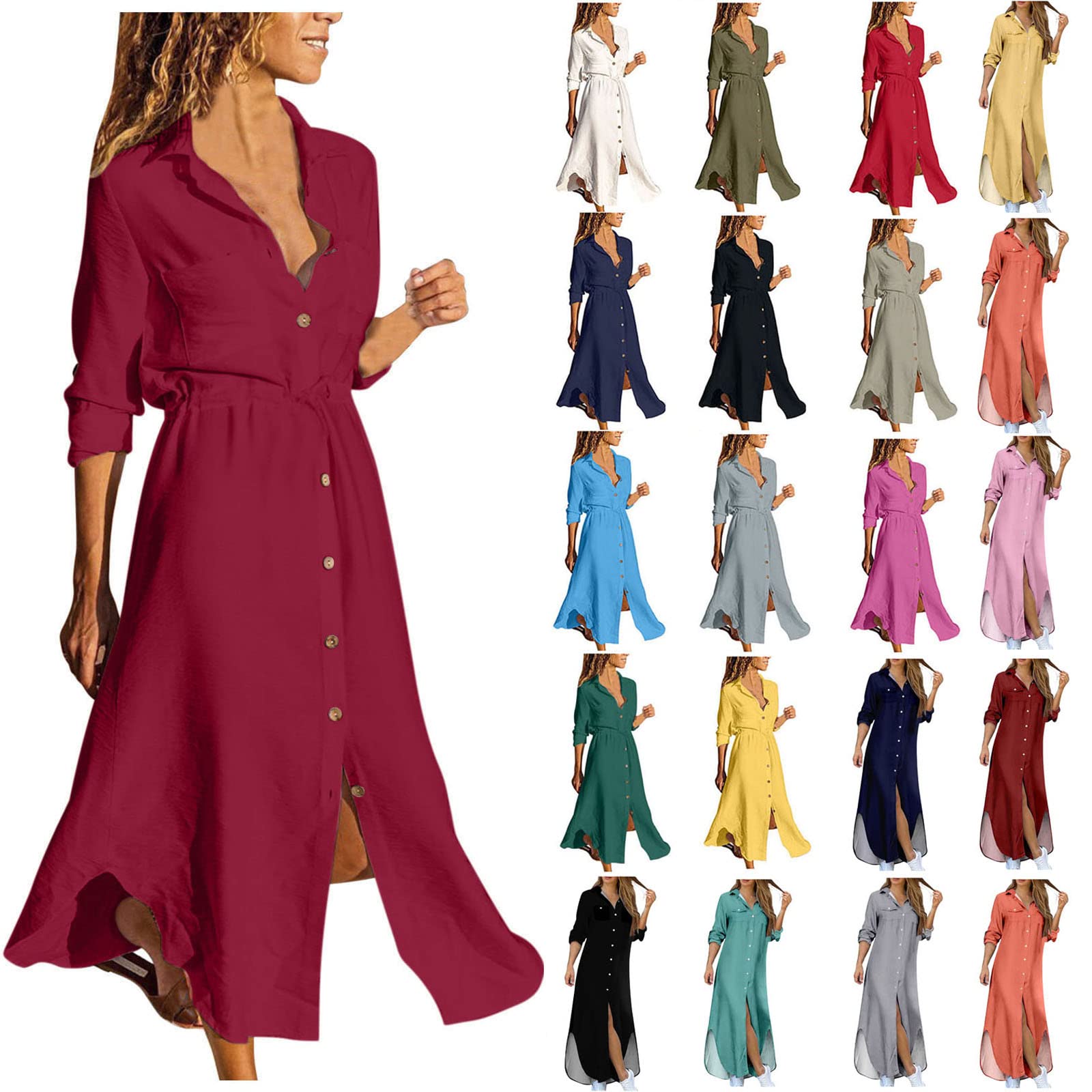 Sommerkleid Damen – Knielang, Lässiges T-Shirt-Kleid Aus Baumwolle/Leinen, Rundhals, Kurzarm, In Vielen Farben