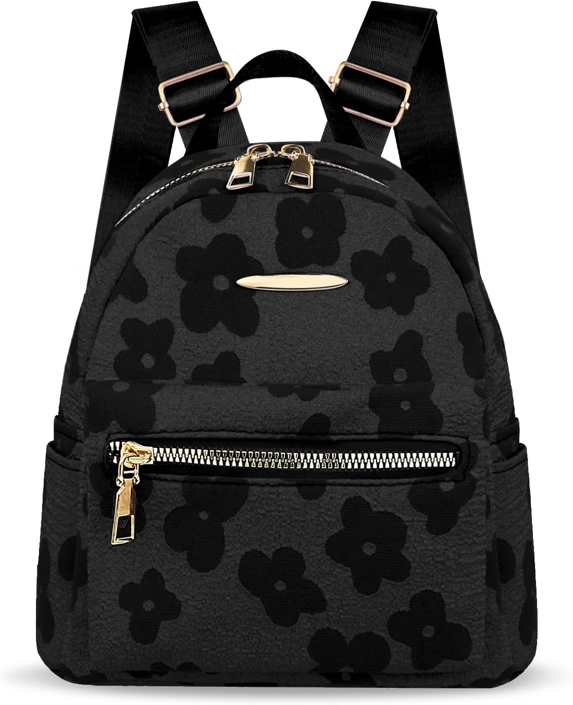 Backpack Purse, Backpack Bag for Women and Girls, Women's Fashion Backpacks Small Backpack with Flower Pattern (black)