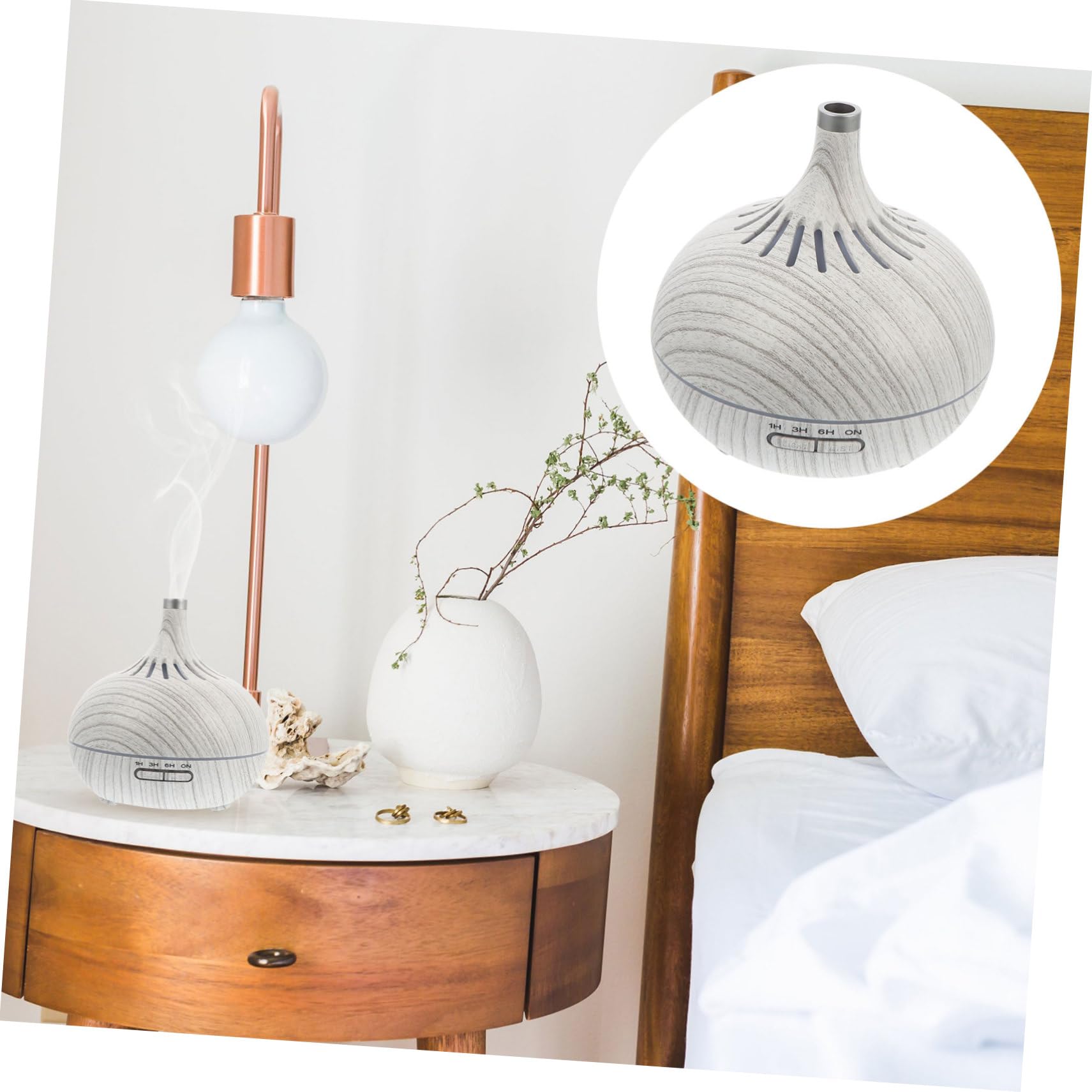Humidificador de Aroma de Vapor Frío Hueco Diseño de Madera 400 Ml