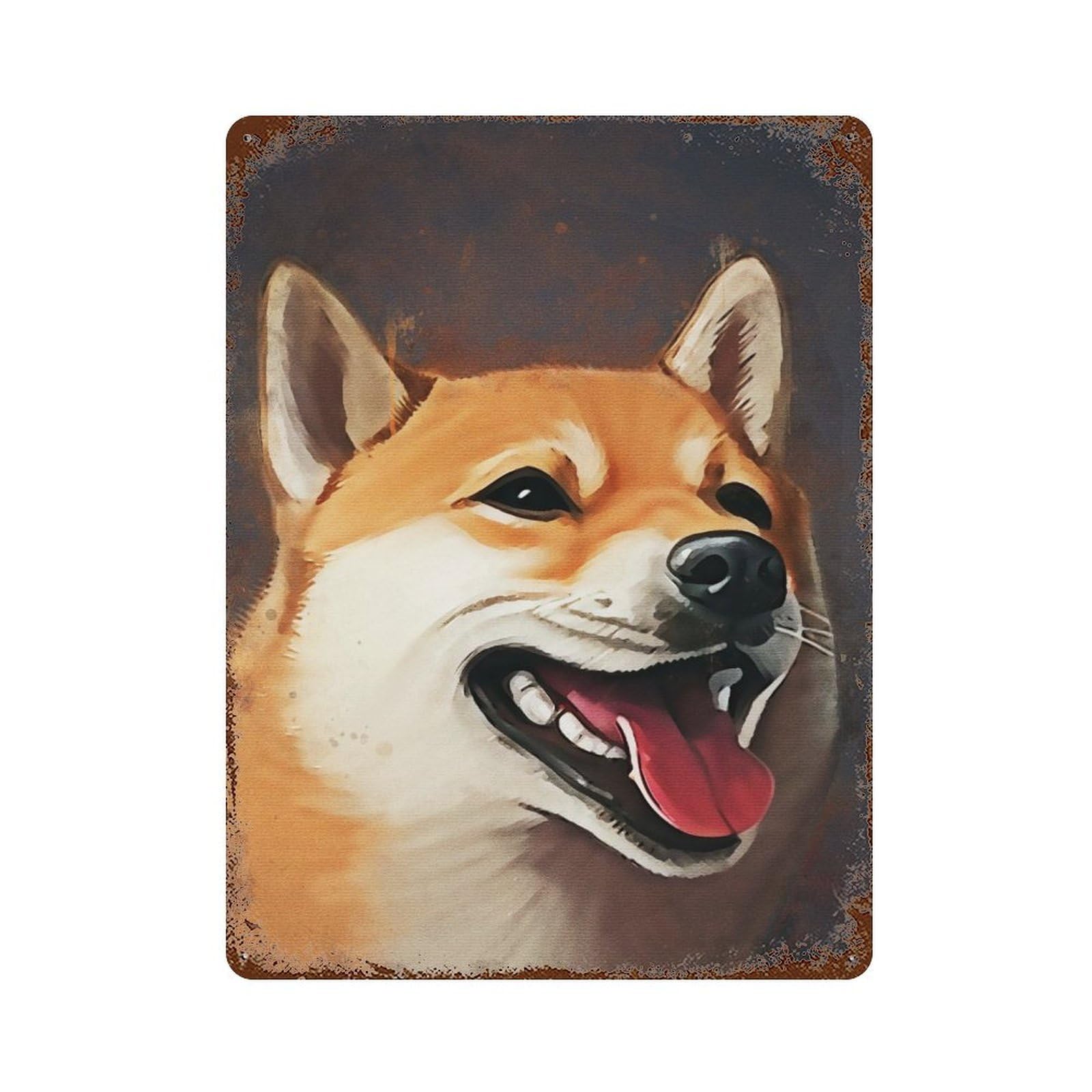 Retro Metal Sign with Doge Meme Design 15.7"x11.8", for Shed, Workshop And Garage Wall Decor, Industrial Home Decor