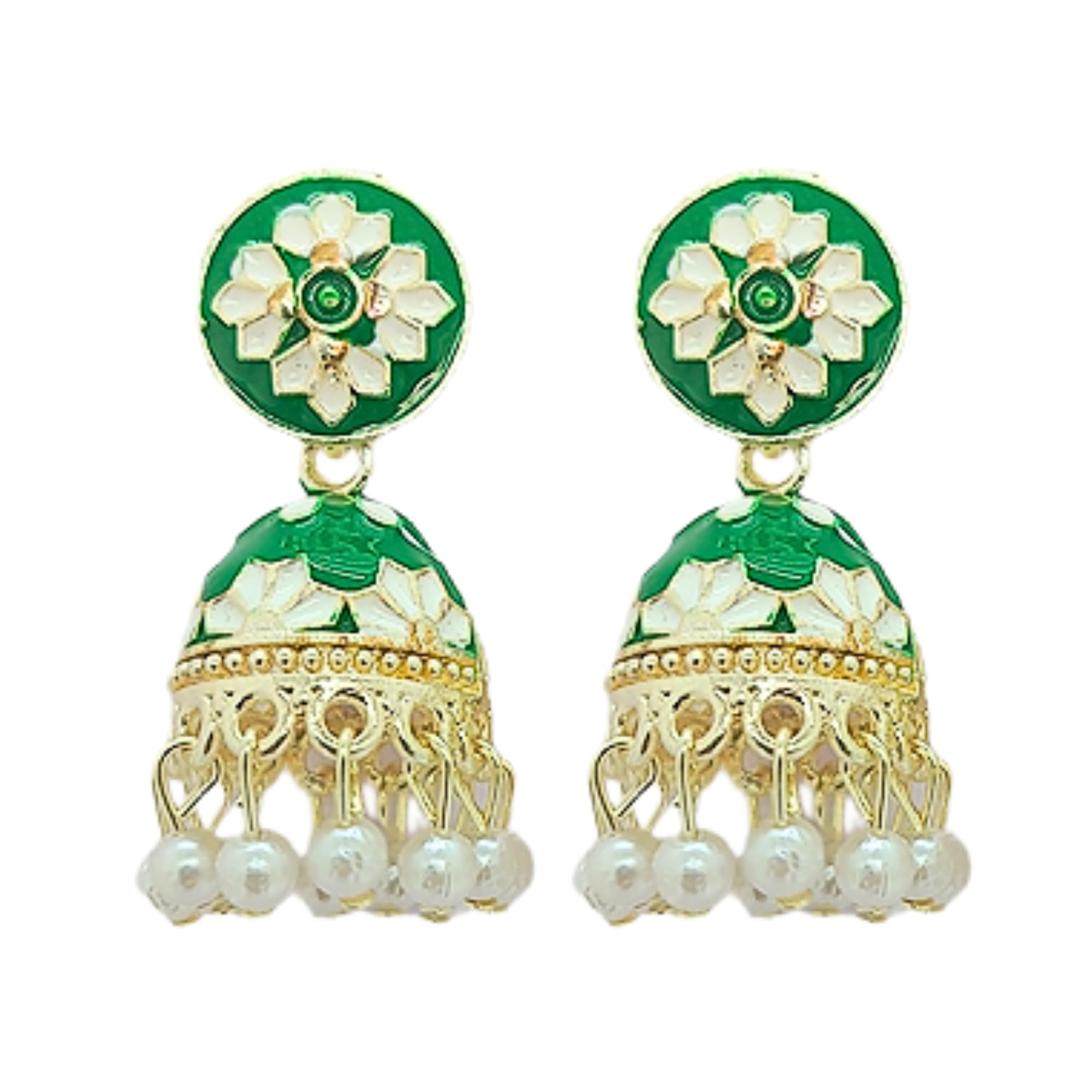 Tipsy Closet Meenakari Jhumki Earrings for Women and Girls | Traditional Green Color Minakari Jhumka | Gold Plated Earring Set | Jhumka Earring Jewellery | Wedding Anniversary Birthday Party (B0CQYFBV6Z) Amazon Price History, Amazon Price Tracker