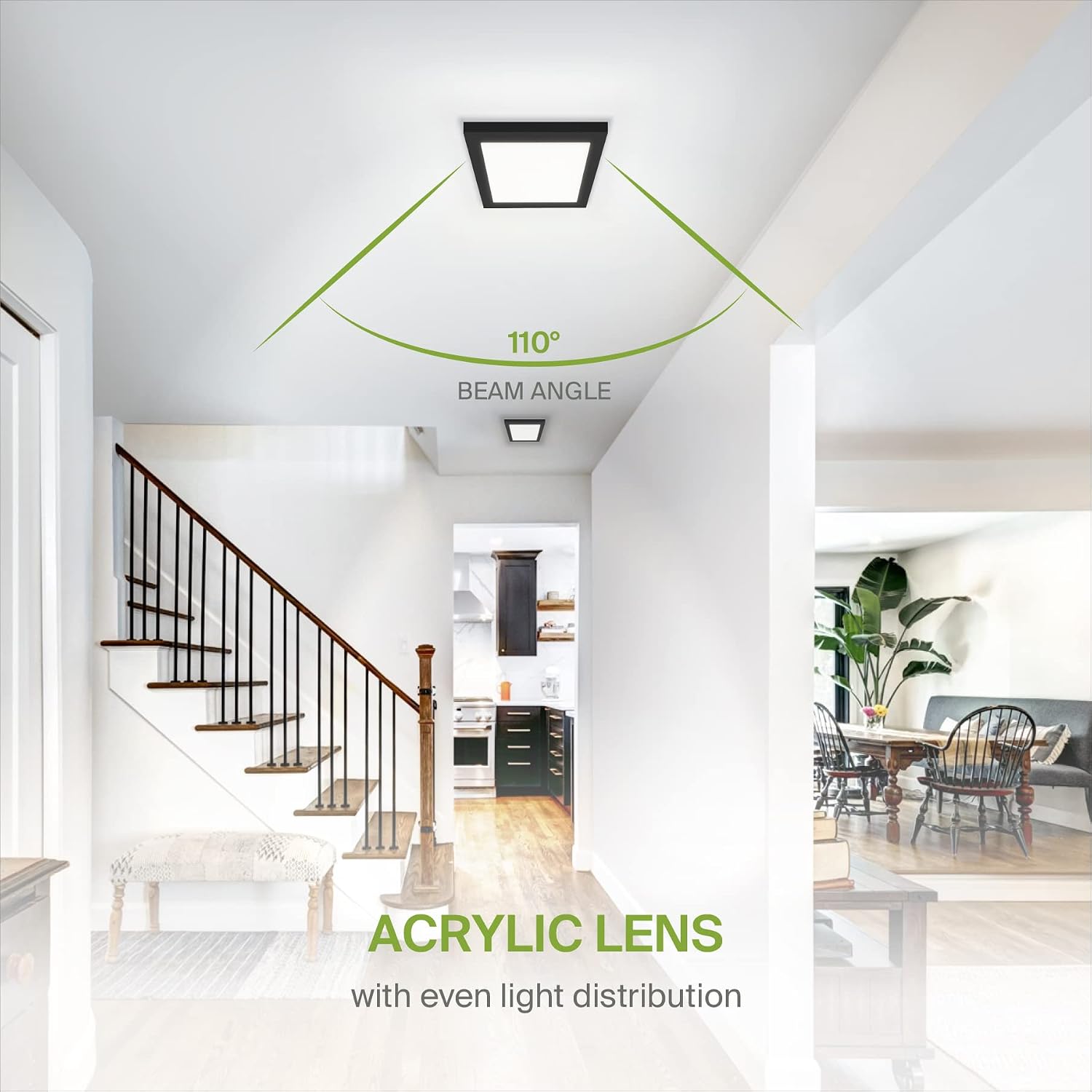 ASD LED 7" Square Flush Mount Light | 15W 1100LM 3000-5000K 120V | 3CCT, Dimmable, Ultra Slim, ETL Listed | Thin Surface Lamp, Bedroom Ceiling Lighting | Black, 12 Pack