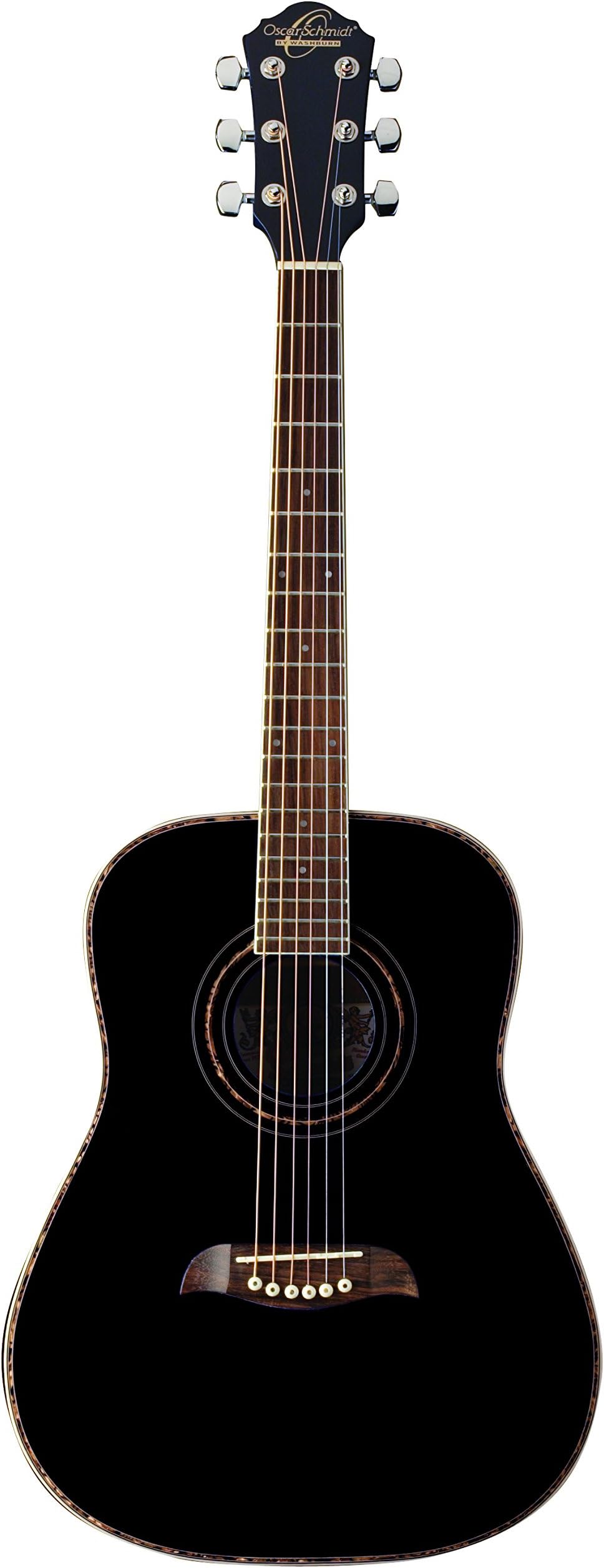 Oscar Schmidt6 String OG1B 3/4 Size Dreadnought Acoustic Guitar. Black, Right (OG1B-A)