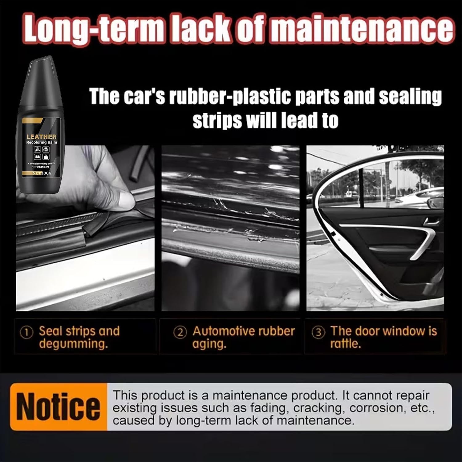 RV Rubber Seal Conditioner | 100ml Weatherproof Non-Greasy Lubricant | Car Trim Restorer,for Door Window Trunk Exterior Interior Leather Molding Rearview Roof Seam