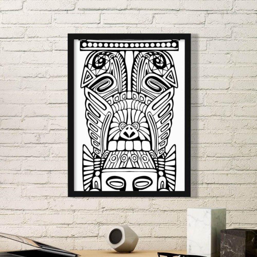 Art mural totem indien dessin abstrait pour un salon zen
