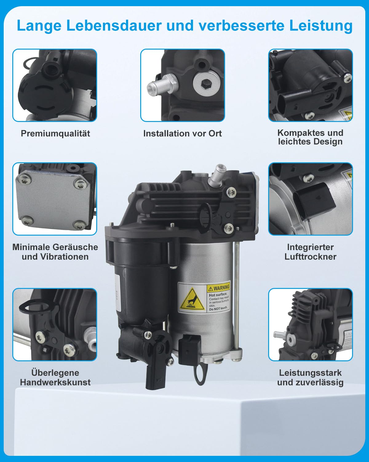 Pompa del compressore della sospensione dell'aria per montare Mercedes Benz W164 X164 GL350 GL450 GL550 ML350 ML450 ML500 ML550 ML63AMG 2006-2012 1643201204 A1643200504