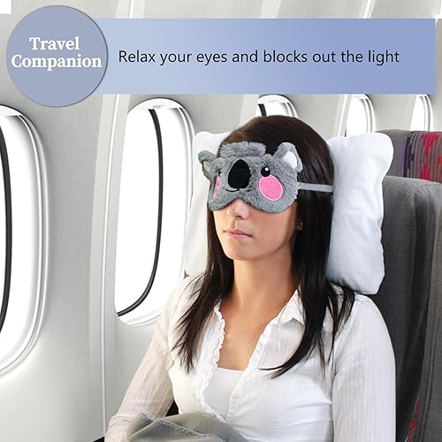 Vista 46 de Lindas máscaras para dormir, máscara de ojos de gato de dibujos animados, máscara de felpa para dormir y venda de viaje, divertida sombra de ojos