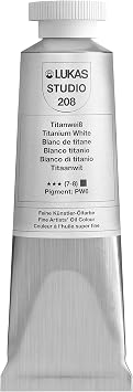 Lukas Studio Artist Oil Color Paints - High-pigment oil paint made with natural binder for artist, painting, more! - [Titanium White - 37 mL]