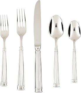 Doria 18/10 Stainless Steel Flatware, 5 Piece Place Setting With Table Knife, Forks and Spoons (Service For 1), Dishwasher Safe, Polished