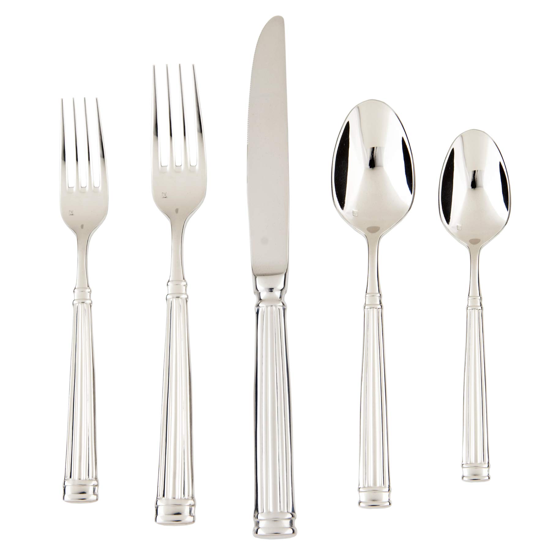 FORTESSA Doria 18/10 Stainless Steel Flatware, 5 Piece Place Setting With Table Knife, Forks and Spoons (Service For 1), Dishwasher Safe, Polished