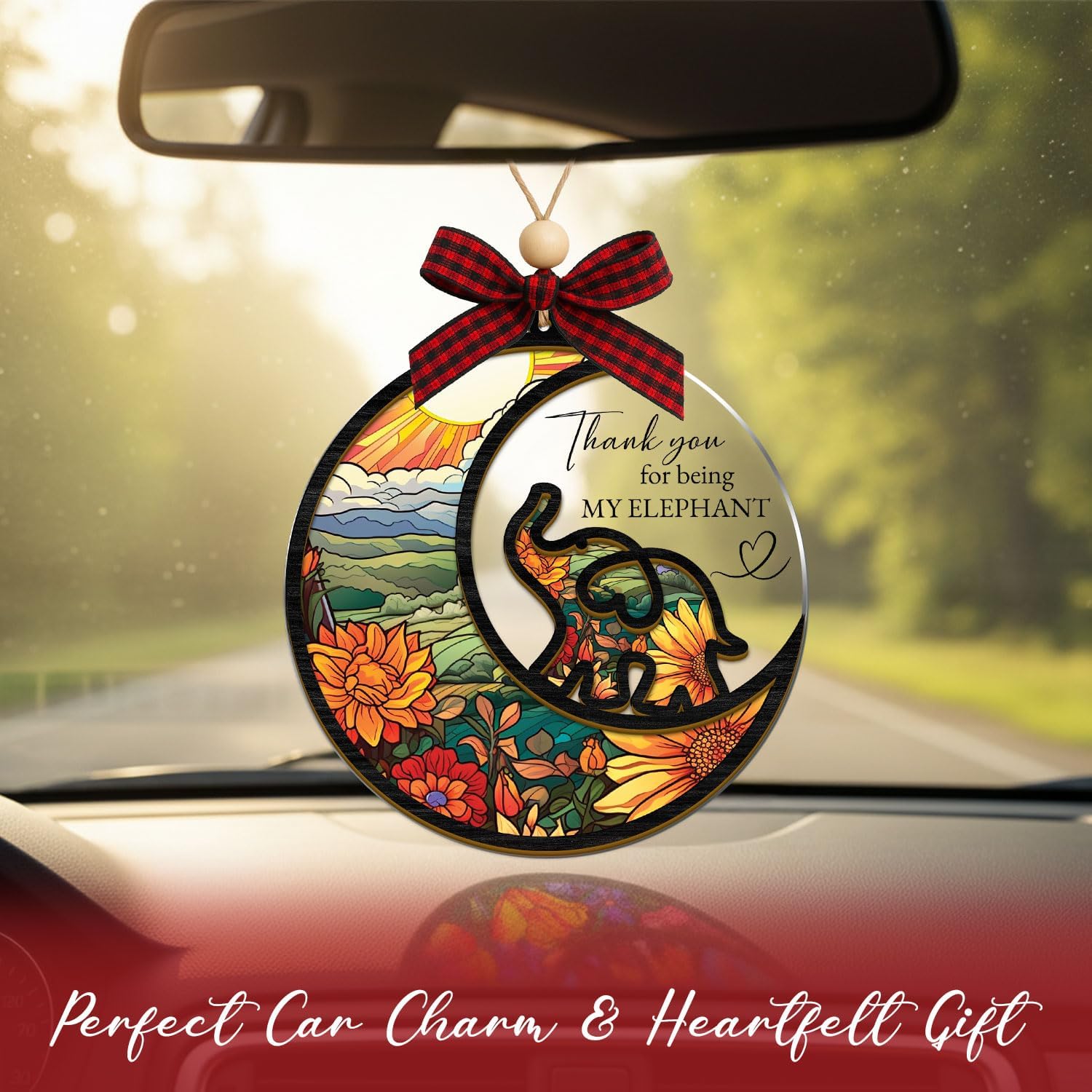 Elephant Ornament, Friendship Ornament with Story Card, Friendship Birthday Gifts for Women, Birthday Presents for Best Friends Sister, Sunset Meadow Elephant - Image 5